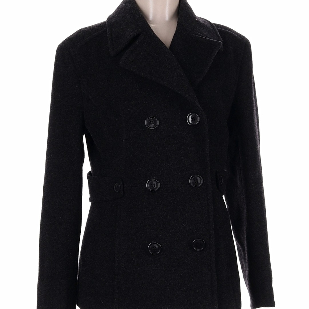 St. John's Bay Black Double-Breasted Pea Coat